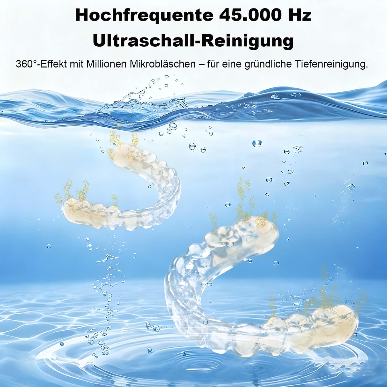 Appareil de nettoyage à ultrasons 48 000 Hz, nettoyeur à ultrasons avec lampe UV, bain à ultrasons, nettoyeur de gouttières, rainure intérieure en acier inoxydable pour prothèses dentaires, rétentions