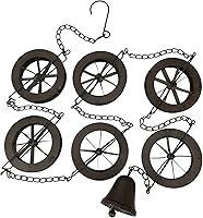 Vista 17 de Things2Die4 Cadena de lluvia de metal de 80 pulgadas con 6 discos celestiales de luna creciente y sol, acabado de bronce, alternativa decorativa