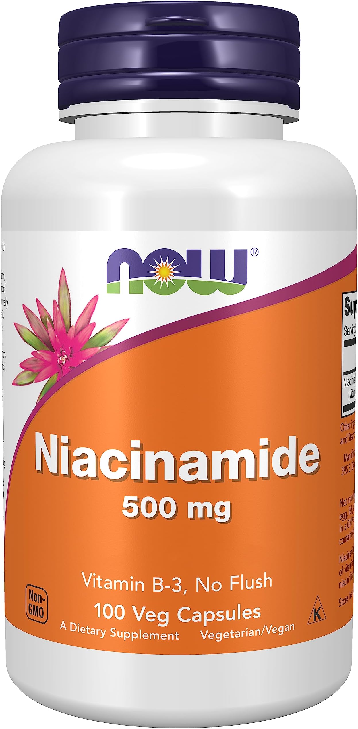 Now Foods, Niacinamide, 500mg, 100 Vegan Capsules, Lab-Tested, Vitamin B3, Gluten Free, Soy Free, Vegetarian
