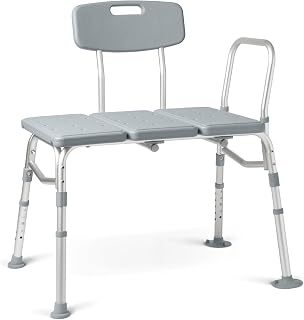 Medline Adjustable Transfer Bench for Bathtubs & Showers - 400 lb Capacity, Slip-Resistant, Tool-Free Assembly for Seniors