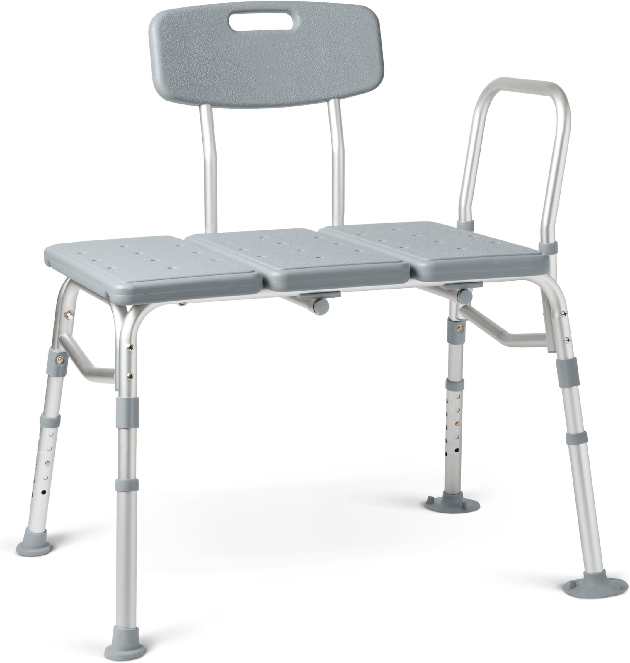 Guardian Medline Transfer Bench for Bathtub, for Use as a Bath Chair or Shower Seat, Durable with Height Adjustable Legs, Non-Slip Feet, Gray