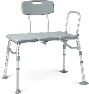 Medline Transfer Bench for Bathtubs and Showers, Adjustable Shower Bench and Bath Seat For Seniors and adults, Slip-resistant Feet, Heavy-Duty 400 lb. Weight Capacity, Tool-Free Assembly