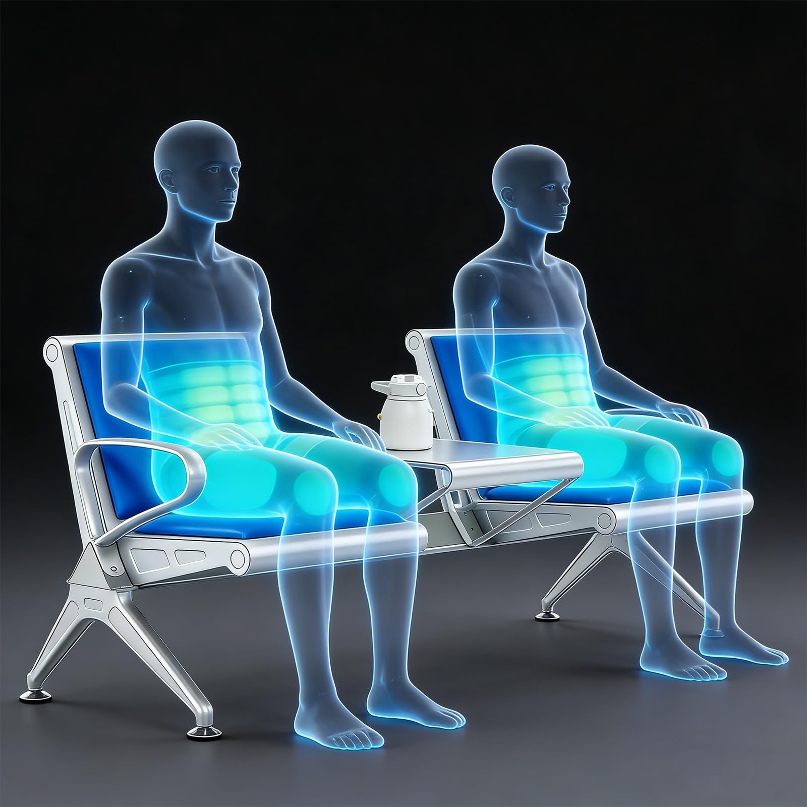 Ergonomische Polsterbank mit Rückenlehne und Mitteltisch für Flughafen, Krankenhaus, Klinik, Bank, Büro, öffentlichen Wartebereich - 2-Sitzer Wartezimmerbank