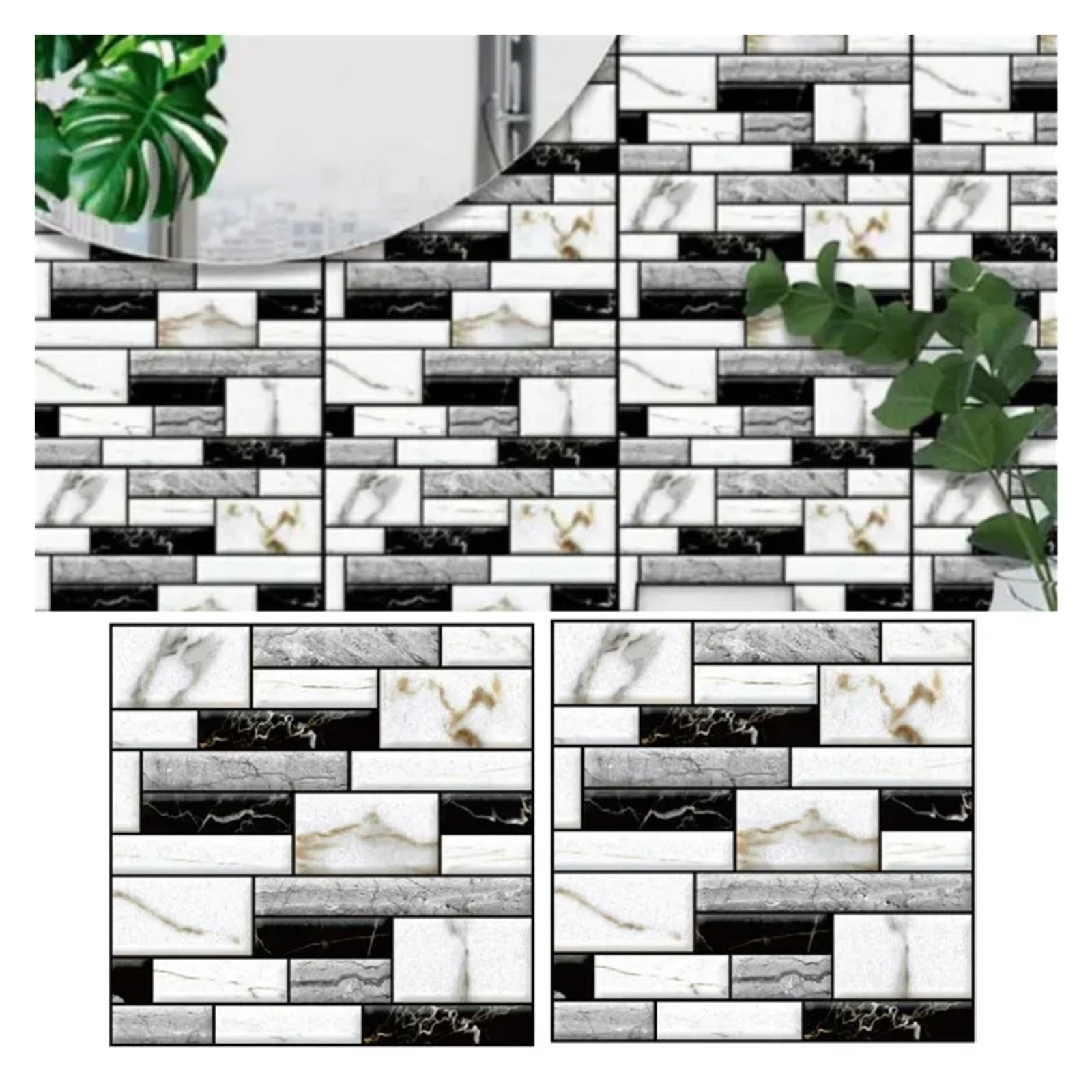 Revêtement mural brique 3D étanche plaques auto-adhésives 30x30cm pour rénovation