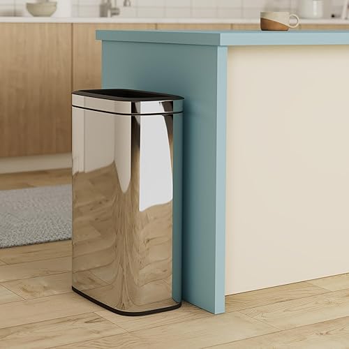 Miniatura 2 de Alpine - Basurero de acero inoxidable de 10.5 galones, 40 litros para cocina, baño, oficina y más con contenedor extraíble, acabado de níquel