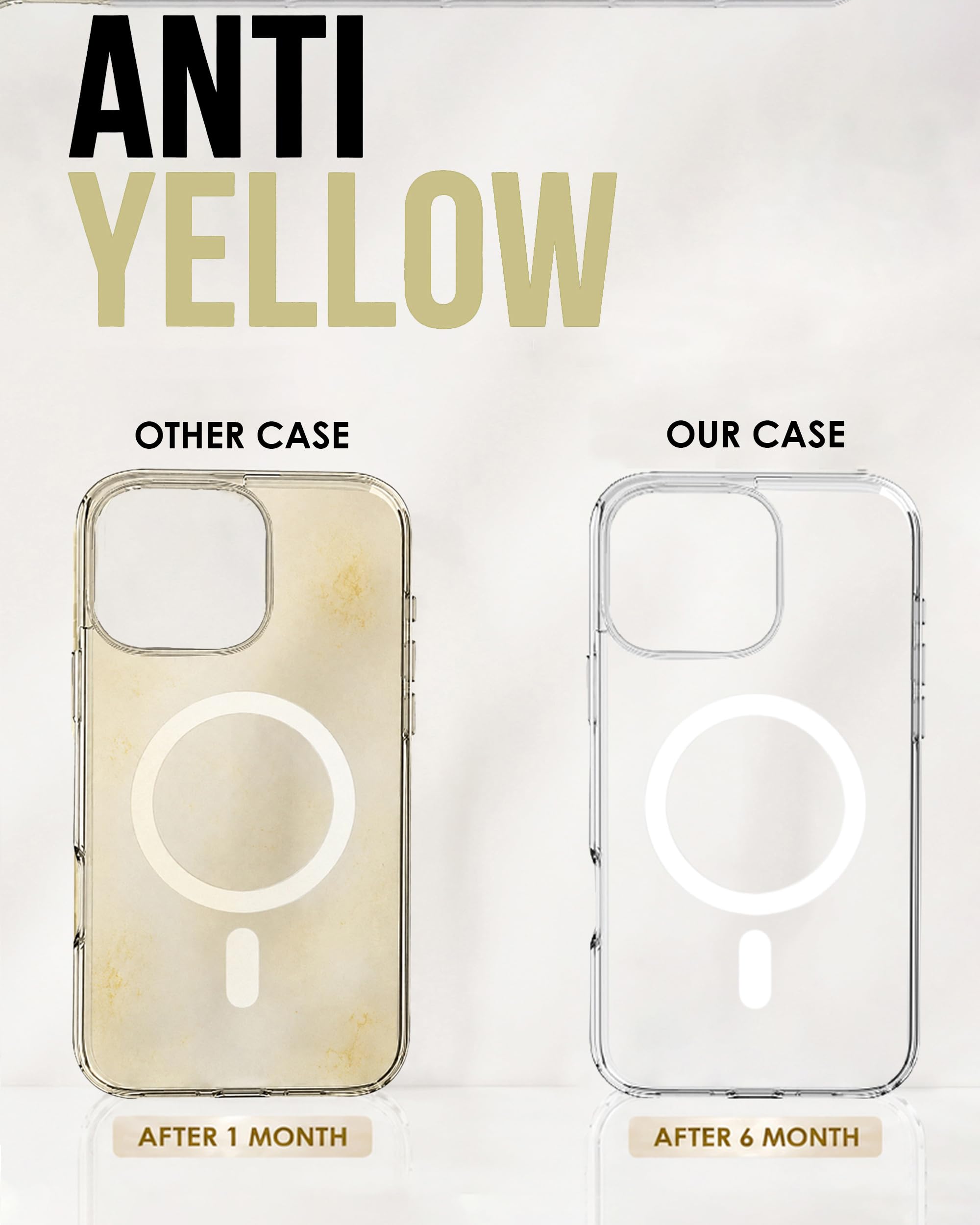 DIZORO Crystal Clear Compatible with iPhone 17 Case with Anti-Yellow Shockproof Transparent Cover — Amazon image 4