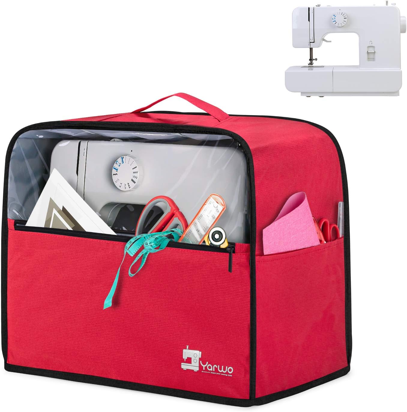 Yarwo Visible Sewing Machine Cover with Top Handle and