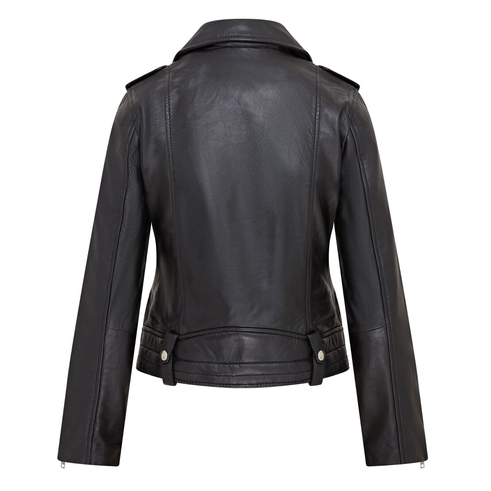 Infinity Leather Chaqueta de Cuero Estilo Motero Brando Clásica Negra Para Mujer