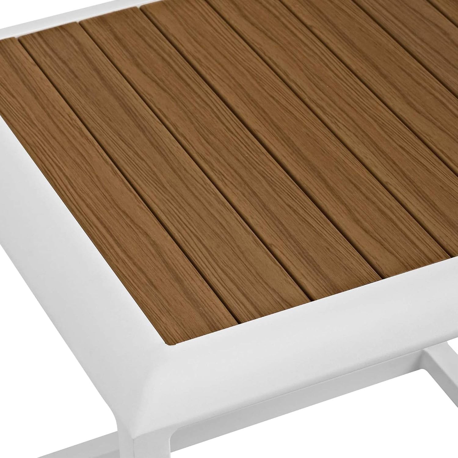 Ergode Stance Outdoor Collection | Stylish Aluminum Side Table for Patio | Contemporary Design | Polished Powder-Coated Frame | (EEI-3022-WHI-NAT-VV)