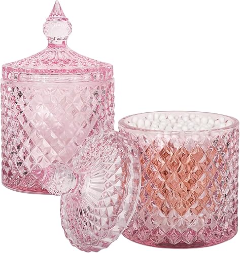 Miniatura 22 de rejomiik - Paquete de 2 tarros de vidrio para bastoncillos con tapa, frascos de apothicaria con tapa para dispensadores de envases de baño