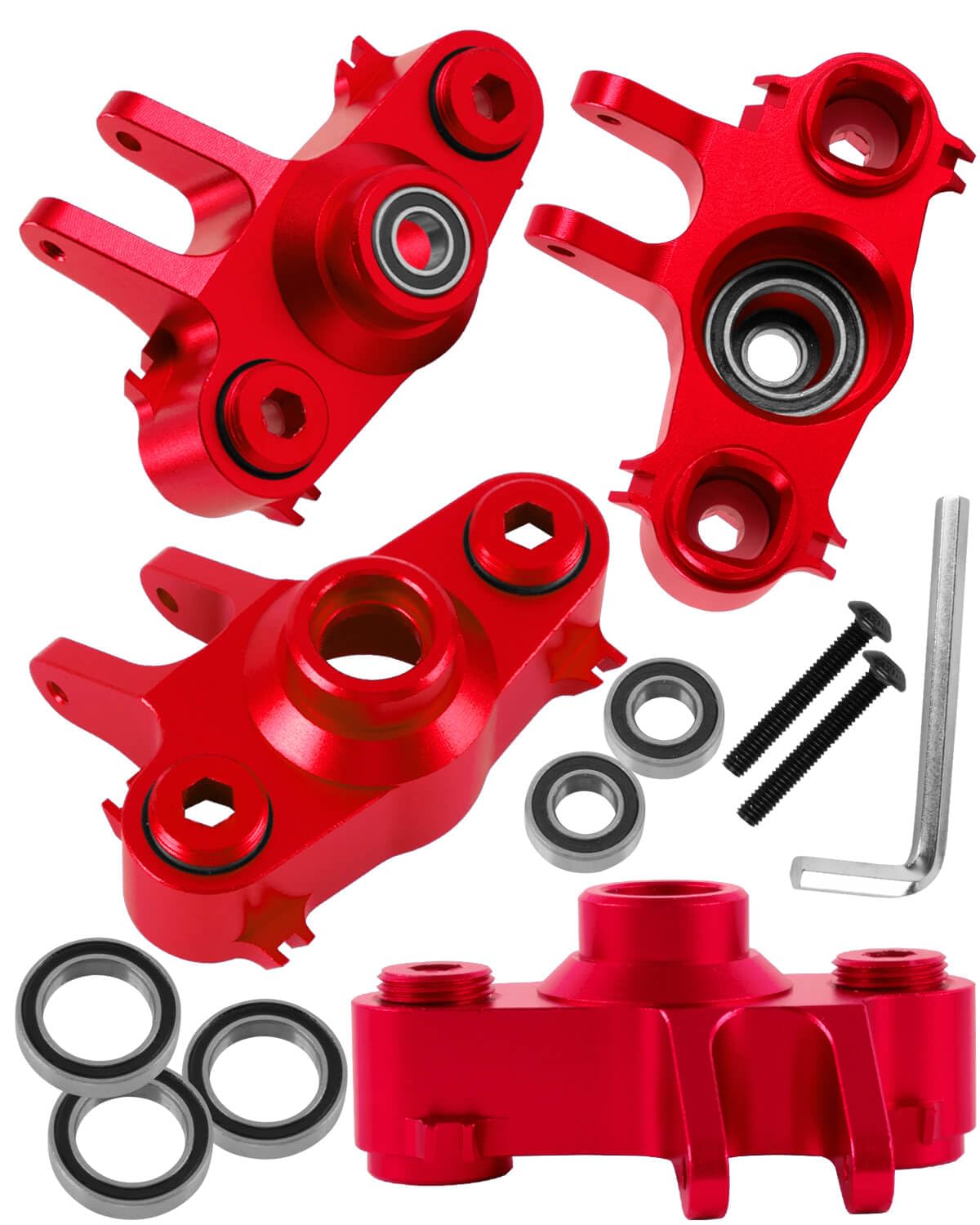 RCMYou RC Steering Block Knuckle Arm Upgrades Part for 1/10 T-Maxx/E-Maxx,Aluminum Steering Block Knuckle Arm w/Rubber Shielded Bearing Hops up,#5334,