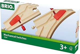 BRIO 33344 Mechanical Switches Wooden Train Track for Kids Age 3 Years Up - Compatible with all BRIO Railway Sets & Accessories, Multicoloured