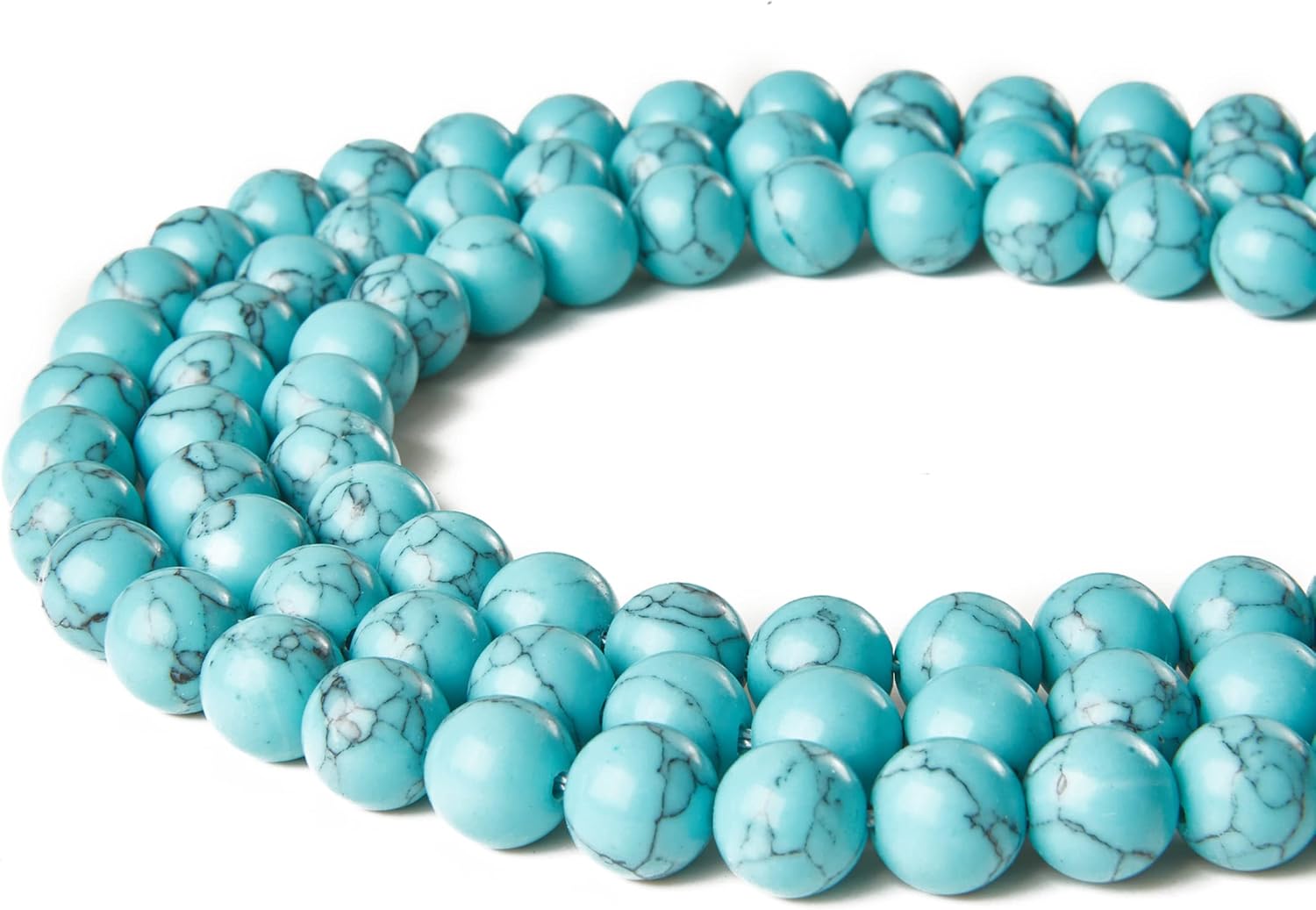 150pcs 6mm Blue Turquoise Beads Natural Gemstone Beads Round Loose Beads for Jewelry Making