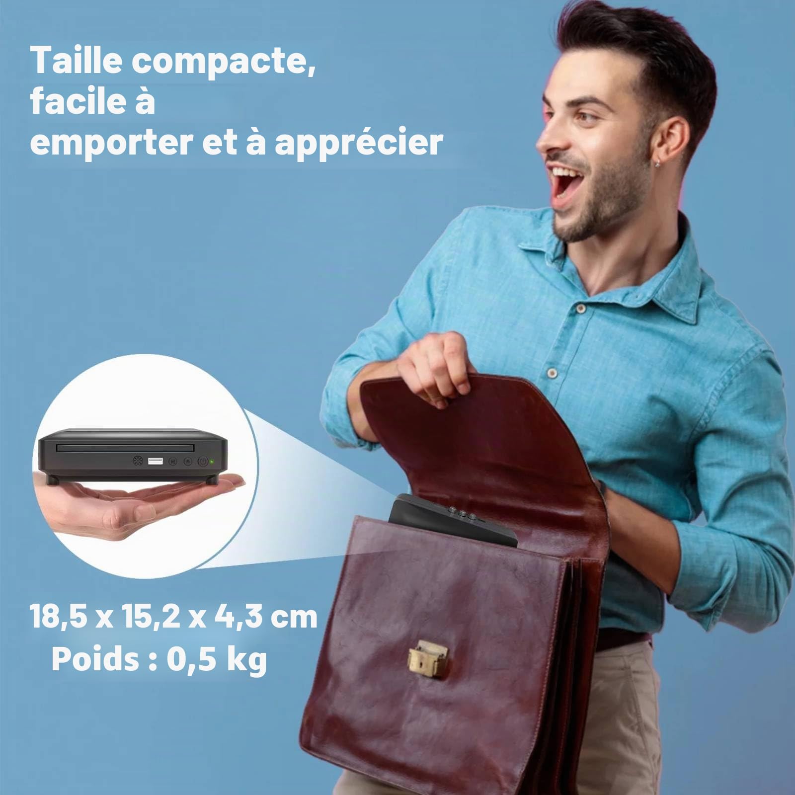 Mini lecteur DVD portable pour téléviseur avec câble HDMI/RCA, lecteur CD HD 1080p pour TV, toutes les régions, mémoire Breakpoint, Pal/Ntsc intégré, USB 2.0