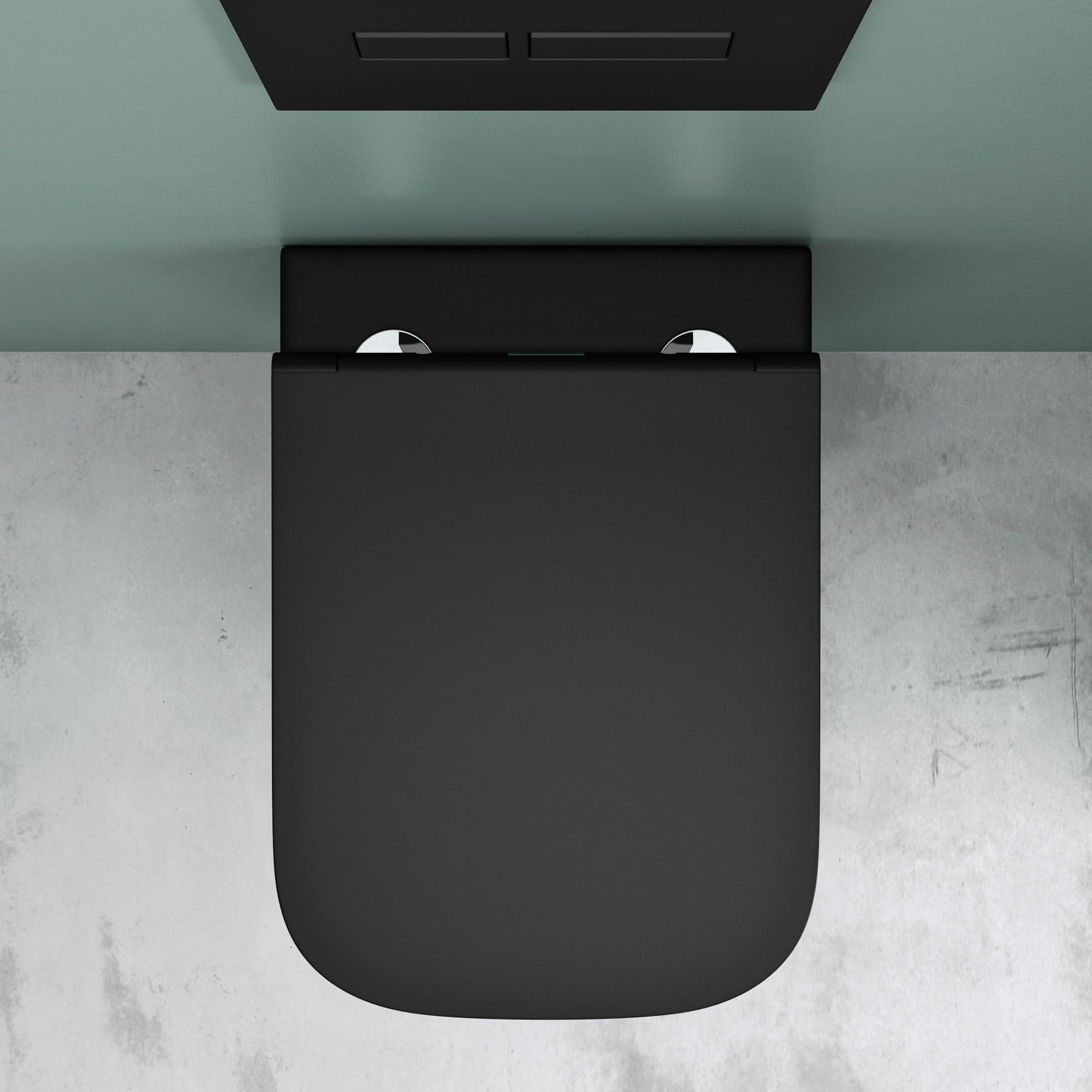 Mai & Mai Inodoro Suspendido de Cerámica – Negro Mate, Sin Reborde, Asiento con Cierre Suave, 36x52x36 cm, Aachen112