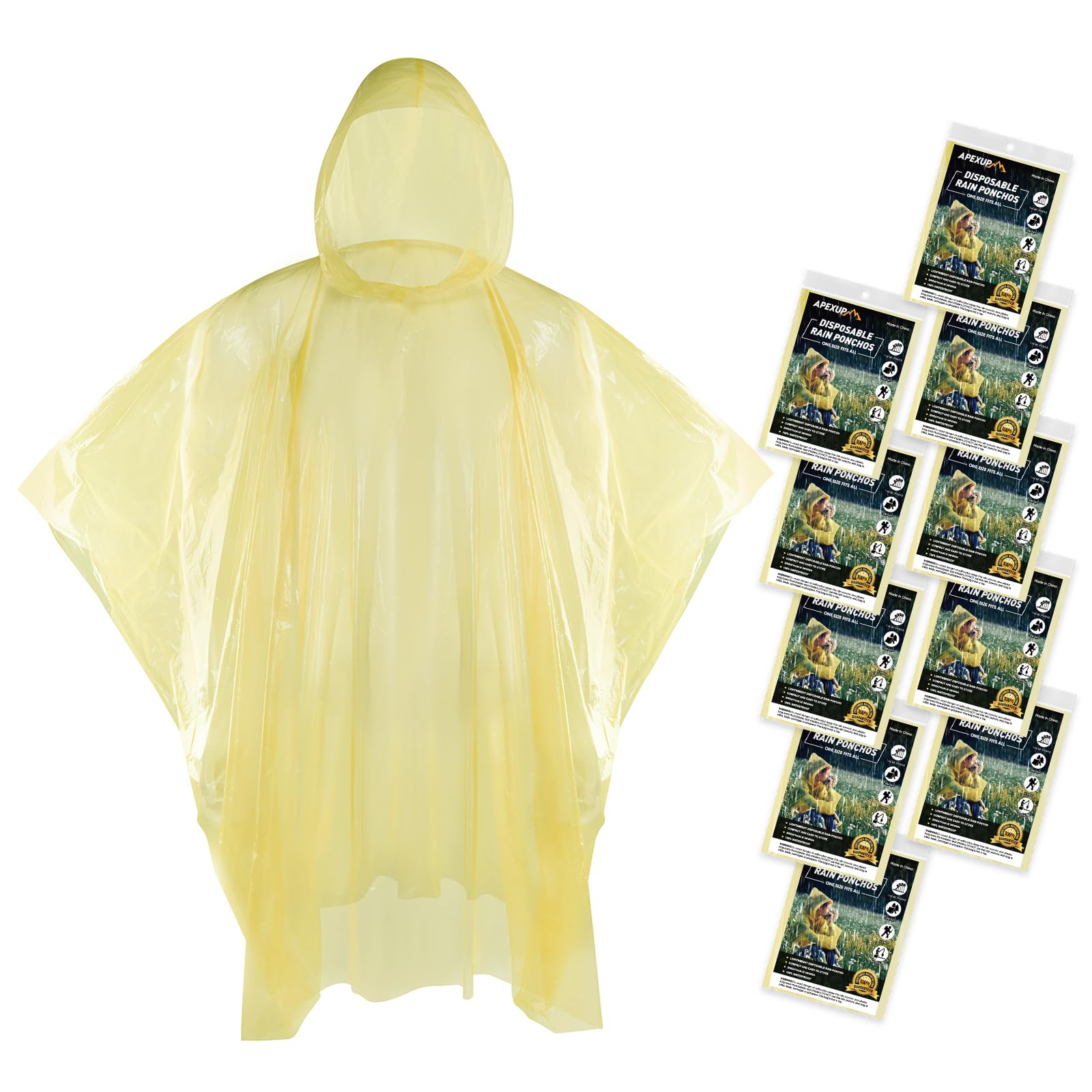 APEXUP Disposable Rain Ponchos for Adults, Emergency Rain Poncho for Camping Hiking Travelling