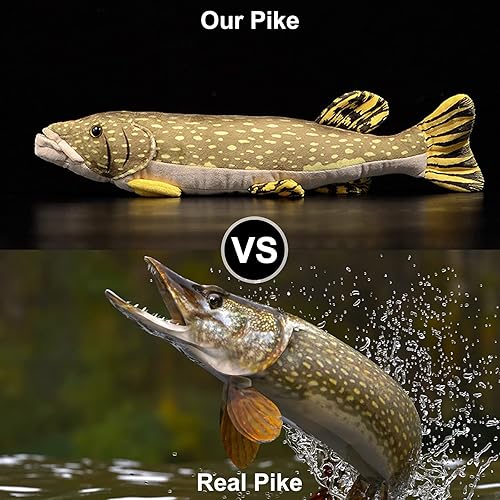Miniatura 2 de ZHONGXIN MADE Simulation Northern Pike - Juguete de peluche de 18.5 pulgadas de profundidad realista de animales del océano de Pike, muñecos de