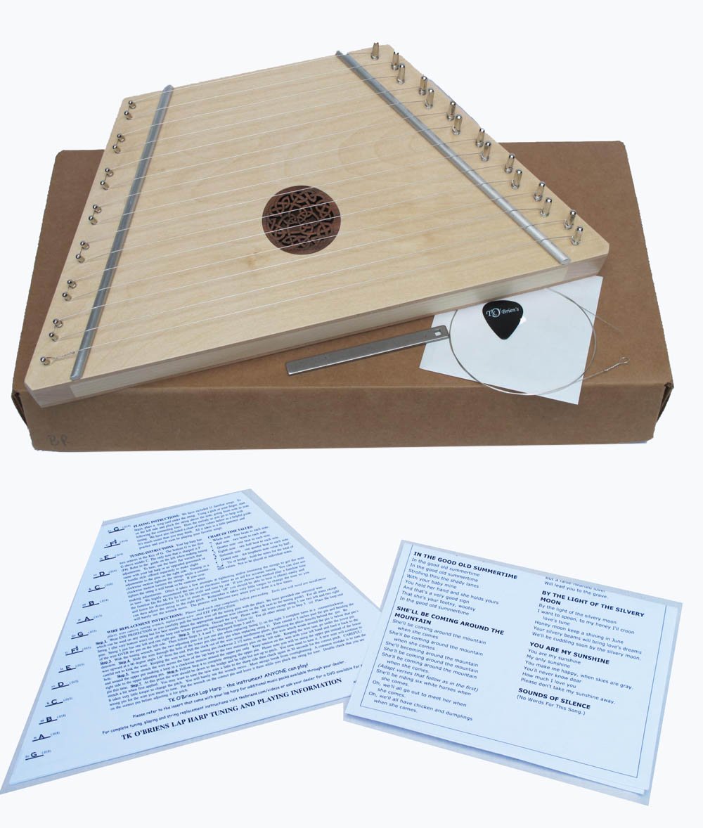 TK O'Brien's Birch Lap Harp with Celtic Knot