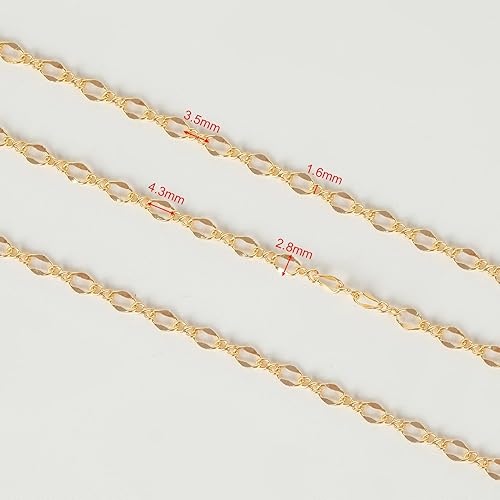 Miniatura 10 de Cadenas de oro claro de 32.8 ft para la fabricación de joyas, cadena de latón chapada en oro de 18 quilates, collar para mujer, pulsera, cadenas de