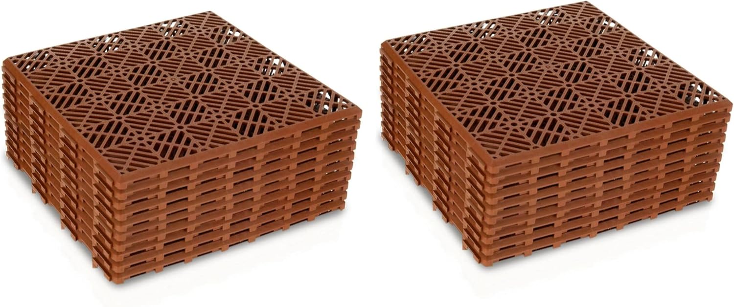 ADEPTNA Interlocking Easy Click Plastic Garden Deck Tiles Nonslip Path