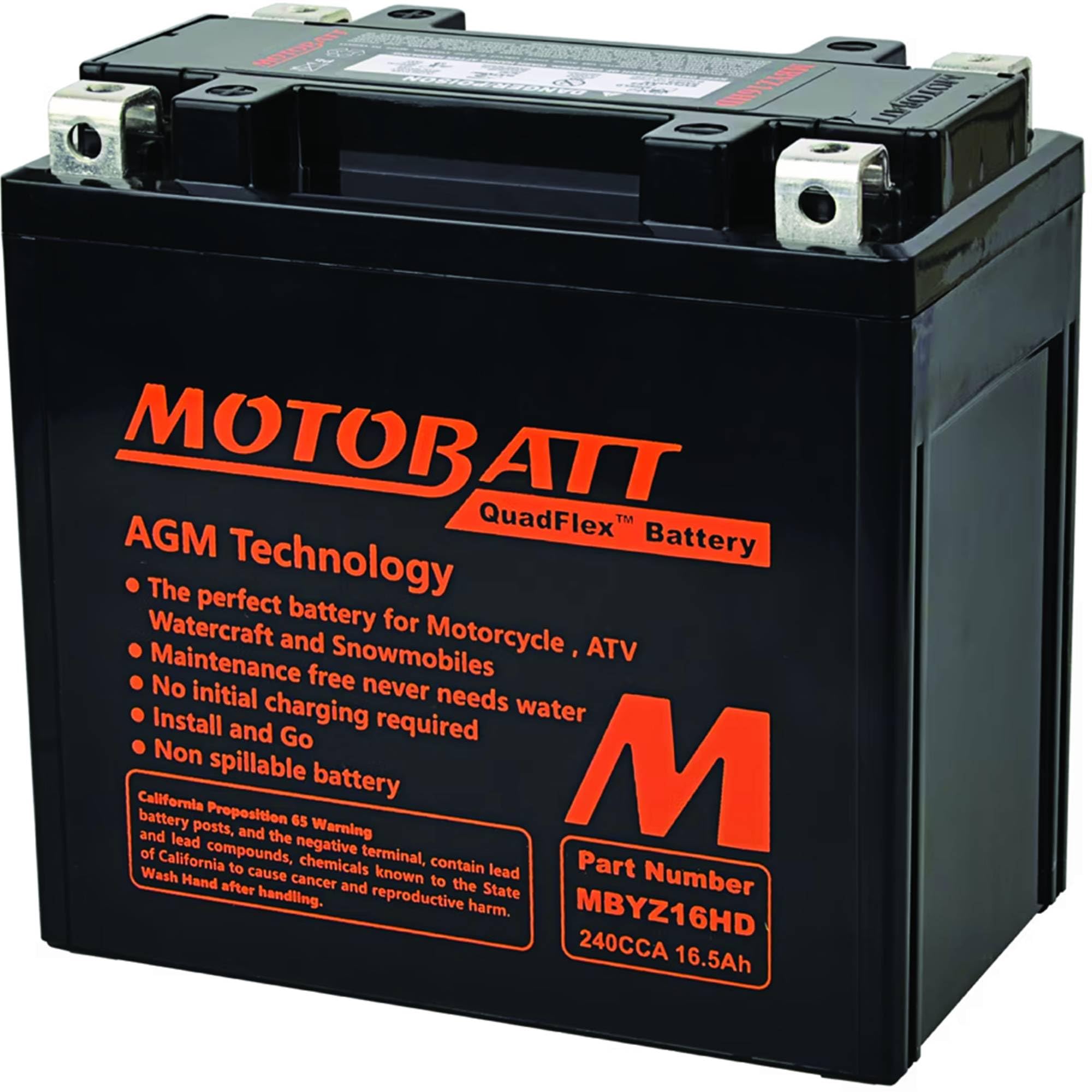 Motobatt MBYZ16HD AGM Quadflex Battery