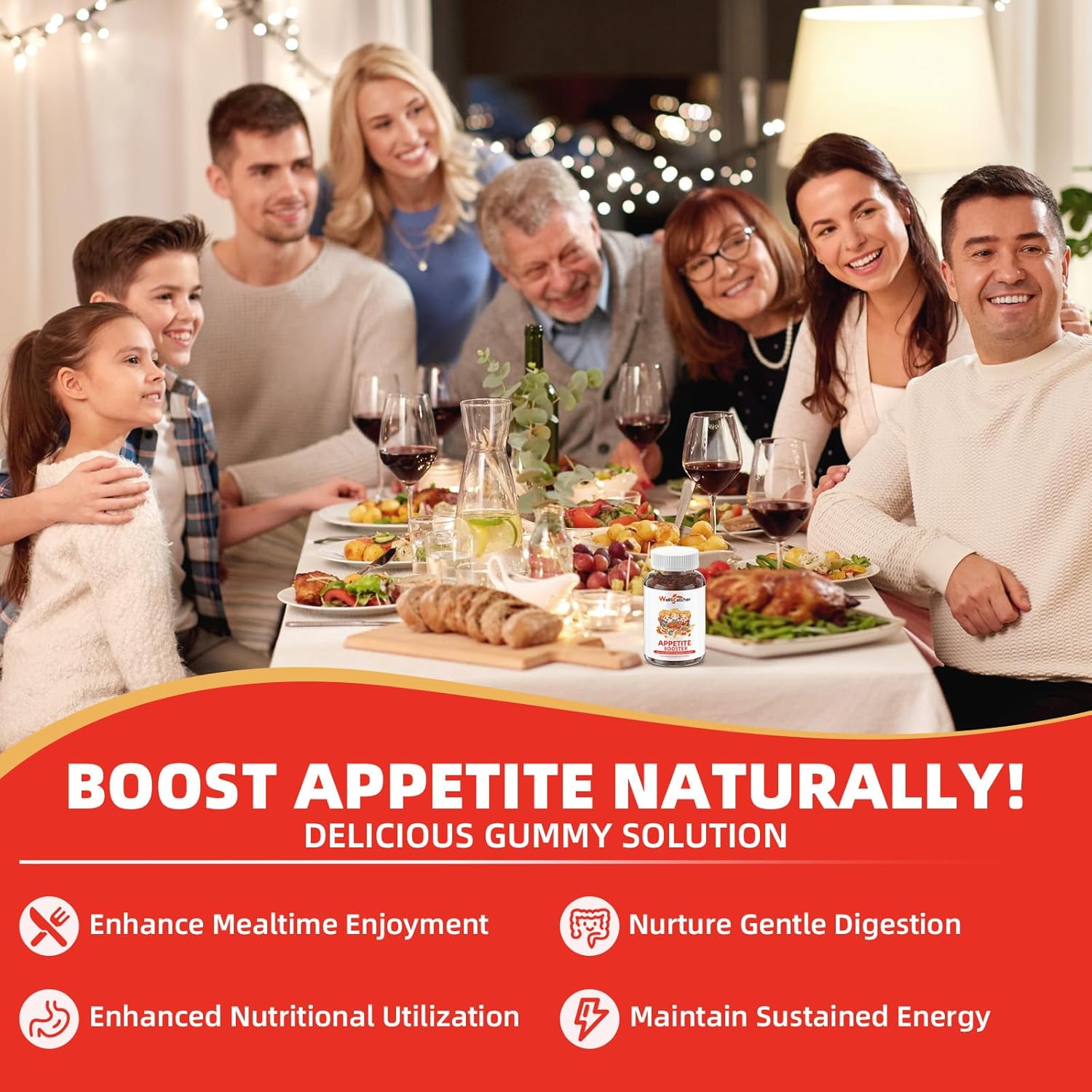 Appetite Booster Gummies for Kids Adults: Appetite Support Supplement with Bromelain Hawthorn Zinc Vitamin B12 for Healthy Digestive & Nutritional Balance, Sugar Free Mixed Fruit Flavor Vegan 30 Days - Image 3