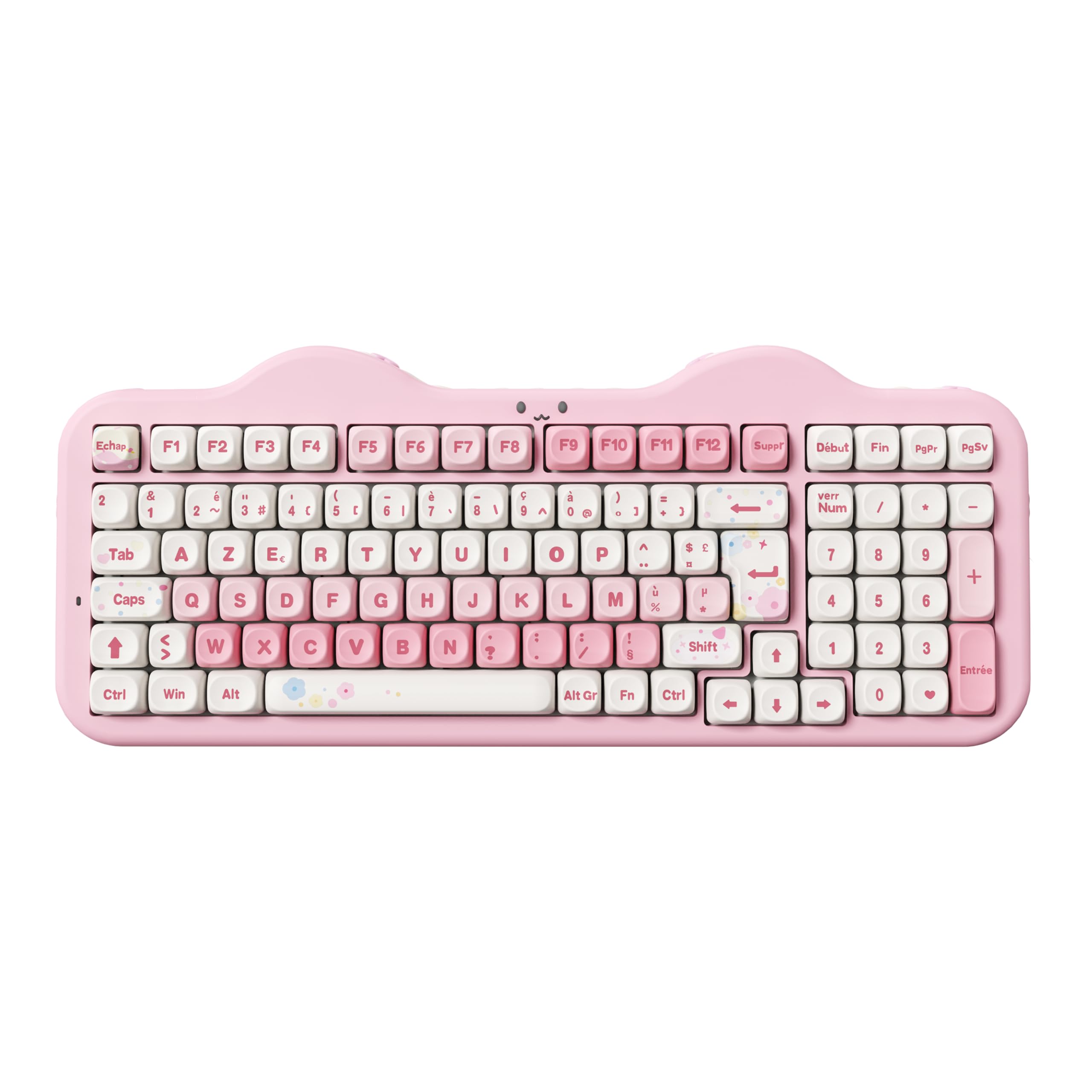 YUNZII C98 AZERTY Teclado Gamer Mecánico Inalámbrico Tortas (Rosa, Candy) | Francés PBT 100 Teclas con Teclado Digital, Bluetooth/2.4G/USB-C Cableado, RGB, Montaje Gasket, para Windows/Mac