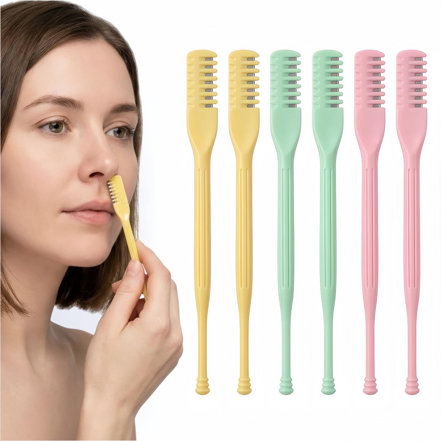 Manual Nose Hair Trimmer 6-Pack 2-in-1Design with 360 Rotation Portable Nose Hair Trimmer for Men and Women