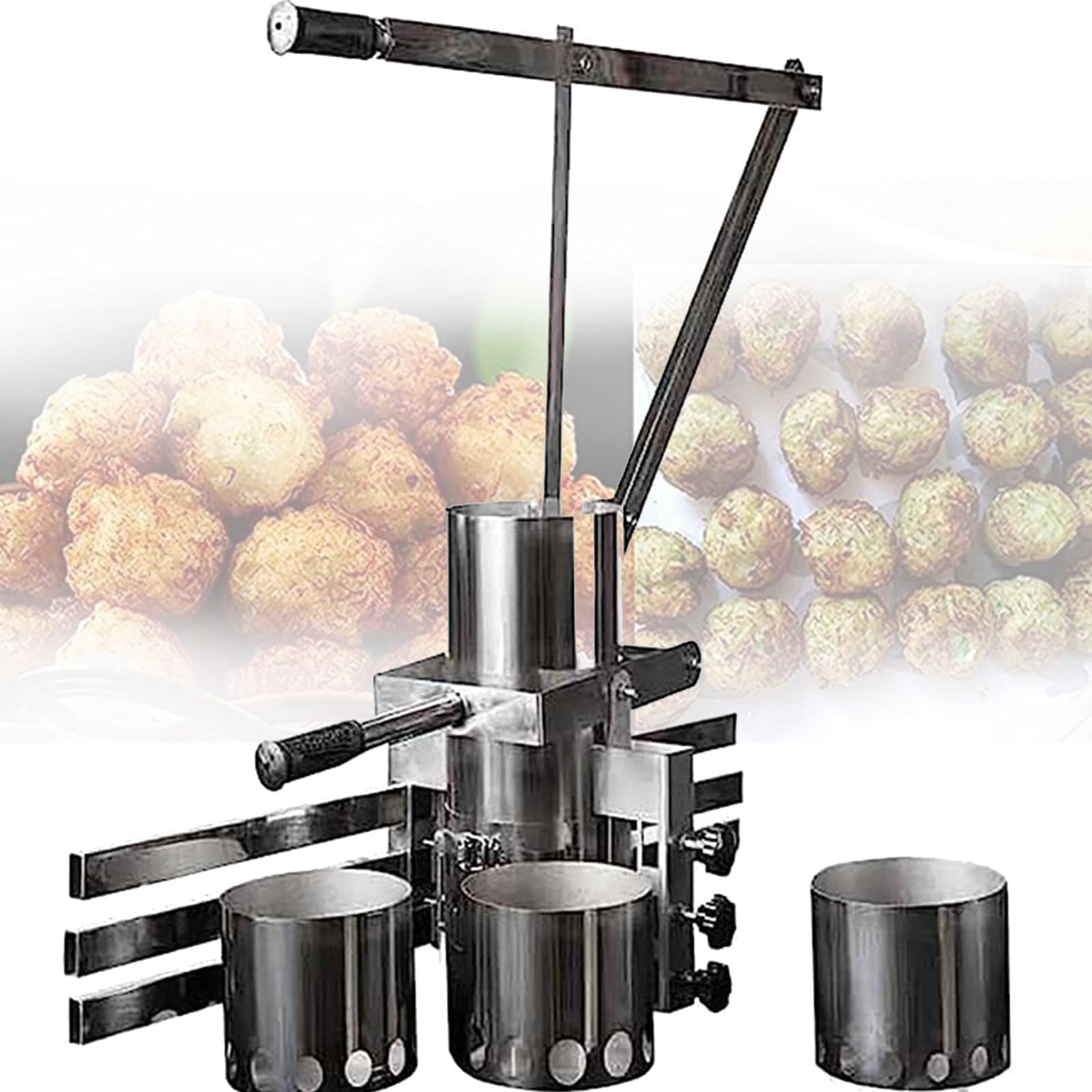 UPIKIT Commercial Manual Meatball Machine + 3 Molds (1.5/2.0/2.5cm), Stainless Steel Vegetable/Meatball Forming Machine, Shrimp Ball Fish Ball Maker