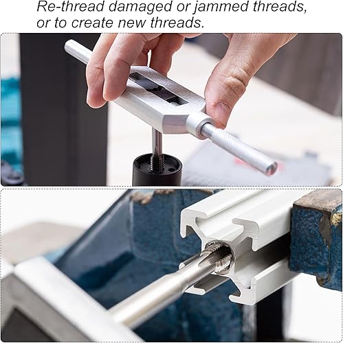 Miniatura 5 de uxcell Juego de 2 pares de grifos de mano métricos, M7 x 0.75 roscas cónicasinferiores, herramienta de aleación, kit de roscas de acero para