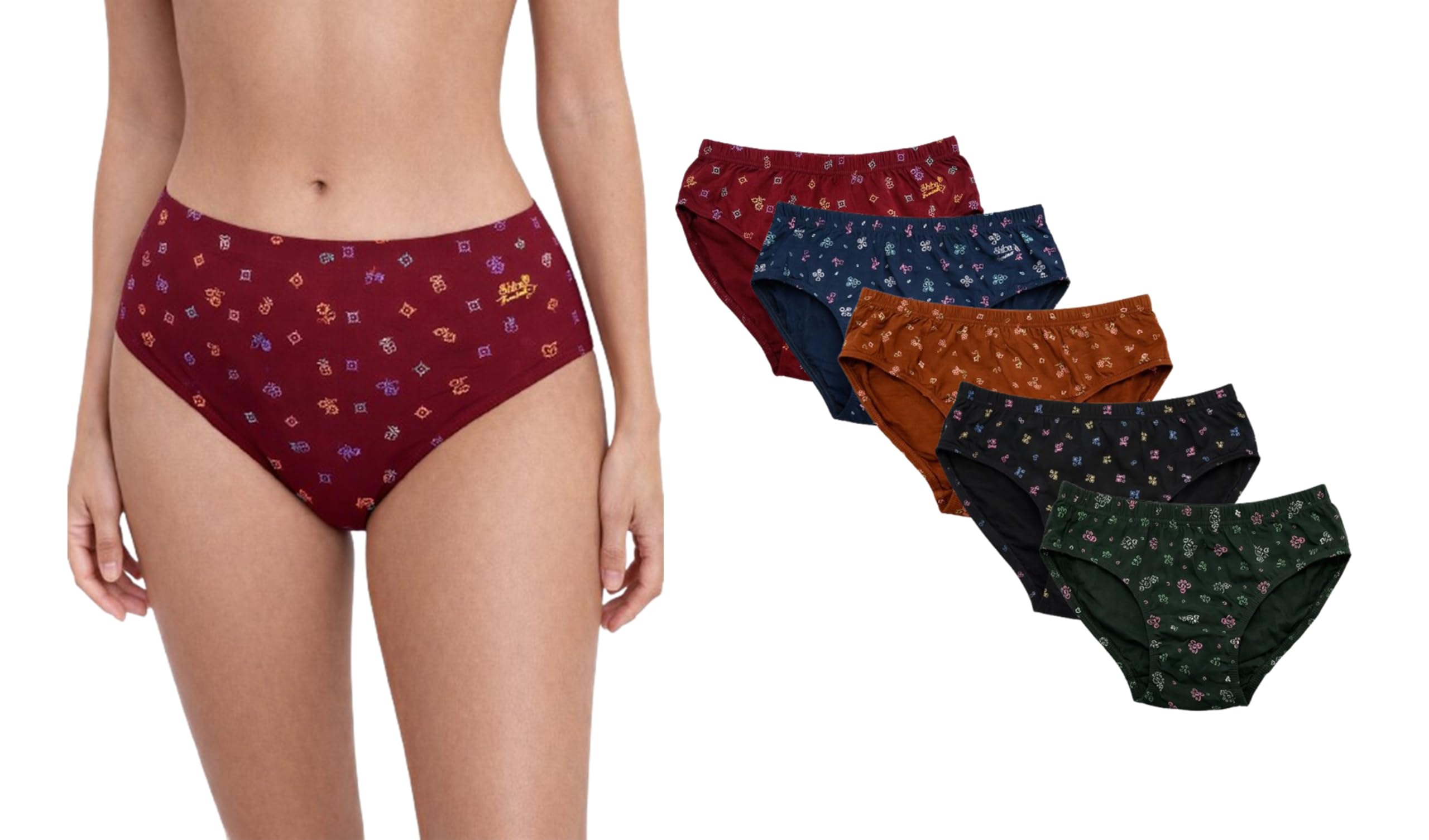 Femina Women’s Cotton Printed Hipster Panty | Mid-Waist, Full Coverage | Antimicrobial & Stain-Release Finish | Grip Fit Pack of 10-image-19