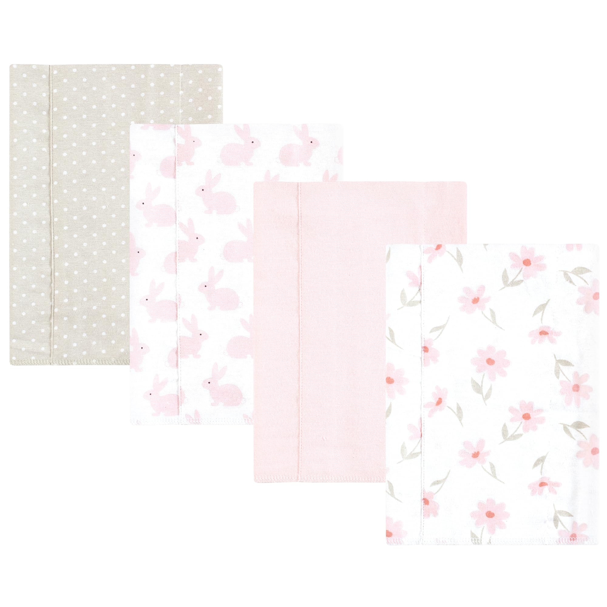 Hudson Baby Unisex Baby Cotton Flannel Burp Cloths, Pink Honey Bunny, One Size