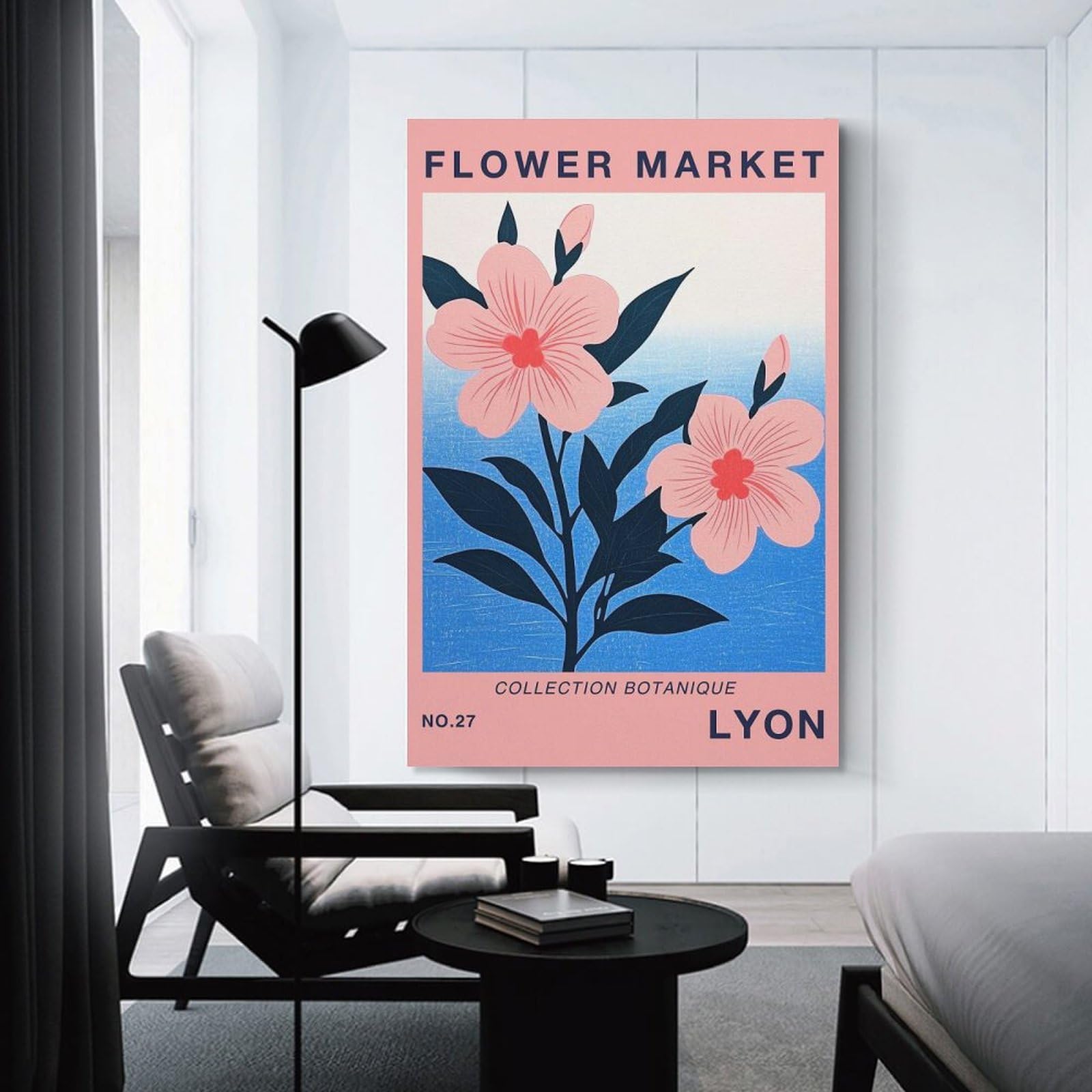 Junmoney Lyon Flower Market Print Decorative Wall Artwork, 20x30inch(50x75cm), for Home Lounge, Bedroom Or Reading Nook, Eye Catching Artwork for Blank Walls