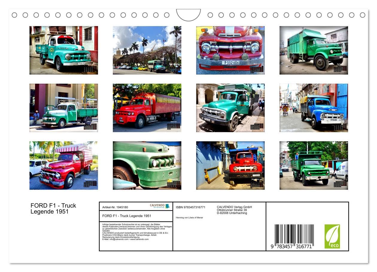 FORD F1 - Truck Legende 1951 (Wandkalender 2026 DIN A4 quer), CALVENDO Monatskalender: Der US-LKW Ford F1 aus dem Jahre 1951 in Kuba