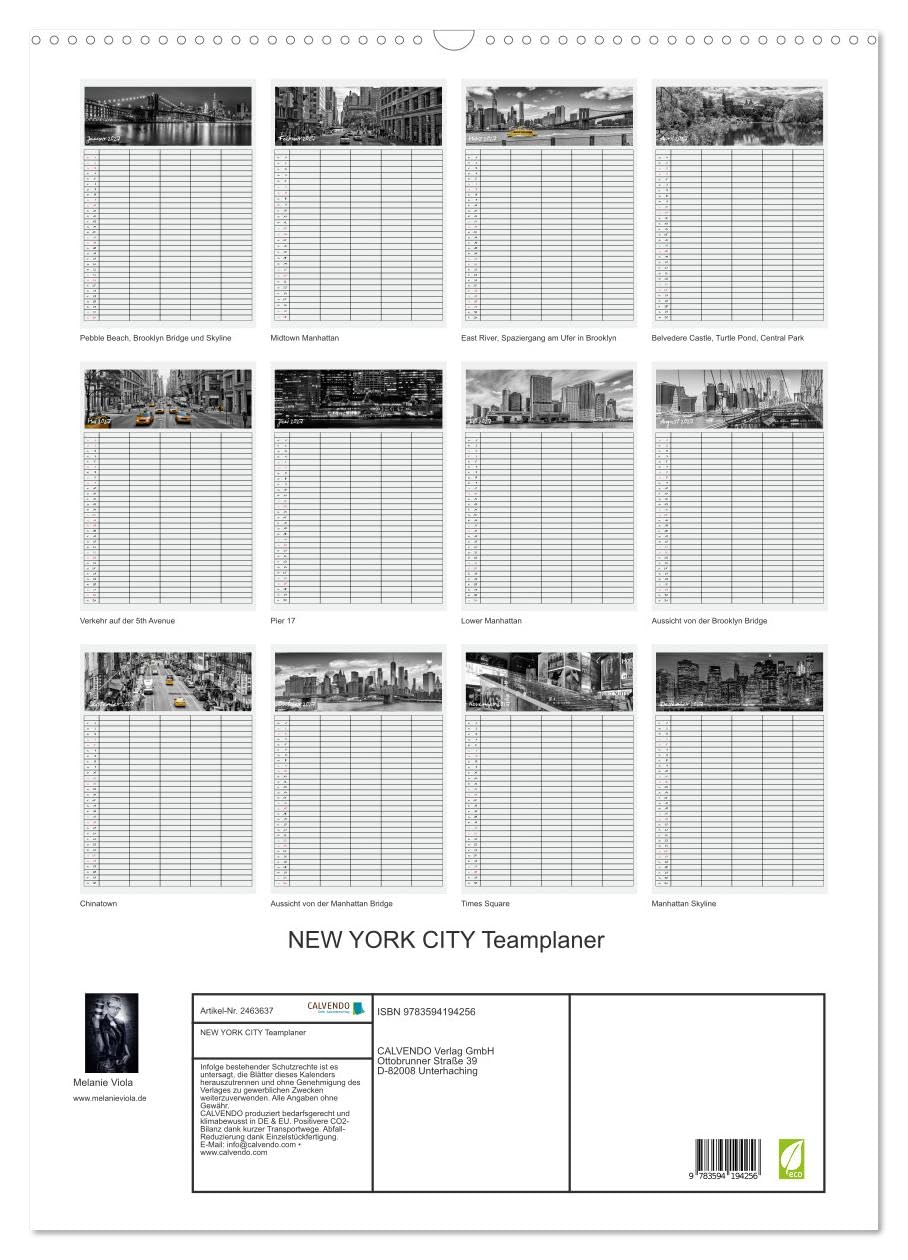 CALVENDO - NEW YORK CITY Teamplaner (Wandkalender 2027 DIN A2 hoch), Monatskalender: Für Terminierungen im Büro oder Daheim