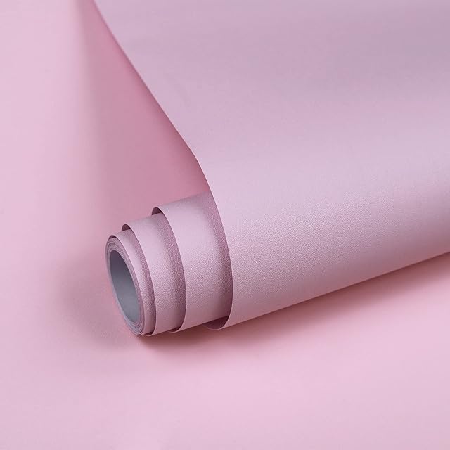 Sticky Back Plastic Pink Self Adhesive Paper 40X300cm Peel and Stick Wallpaper Vinyl Film Roll Covering Wardrobes Drawers Doors Bedroom Living Room Removable DIY Refurbished Furniture Stickers