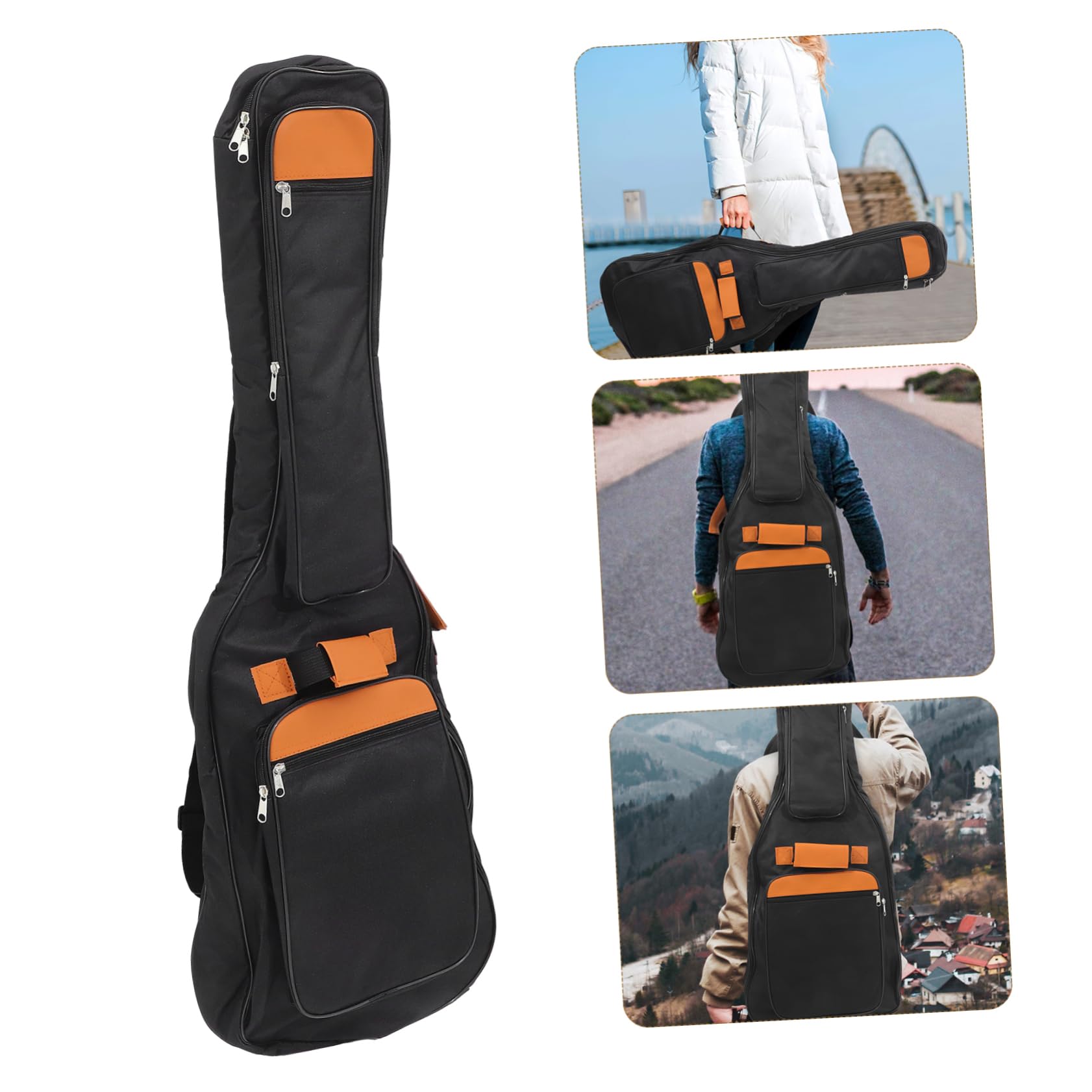 E-gitarrentasche aus Canvas mit Tragegriff Schwarz