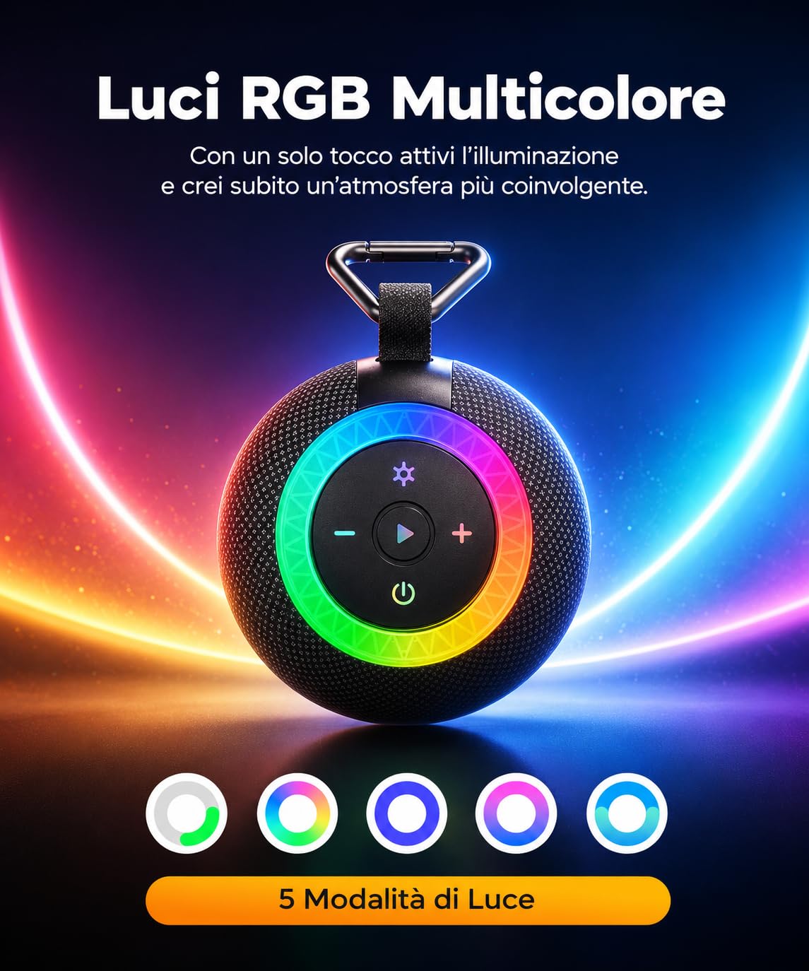 UOHHBOE Cassa Bluetooth Doccia Portatile 20W IPX7 Impermeabile Altoparlante Bluetooth LED Luce 24 Ore di Autonomia Stereo TWS Chiamate in Vivavoce Supporta schede TF con Ventosa per Doccia