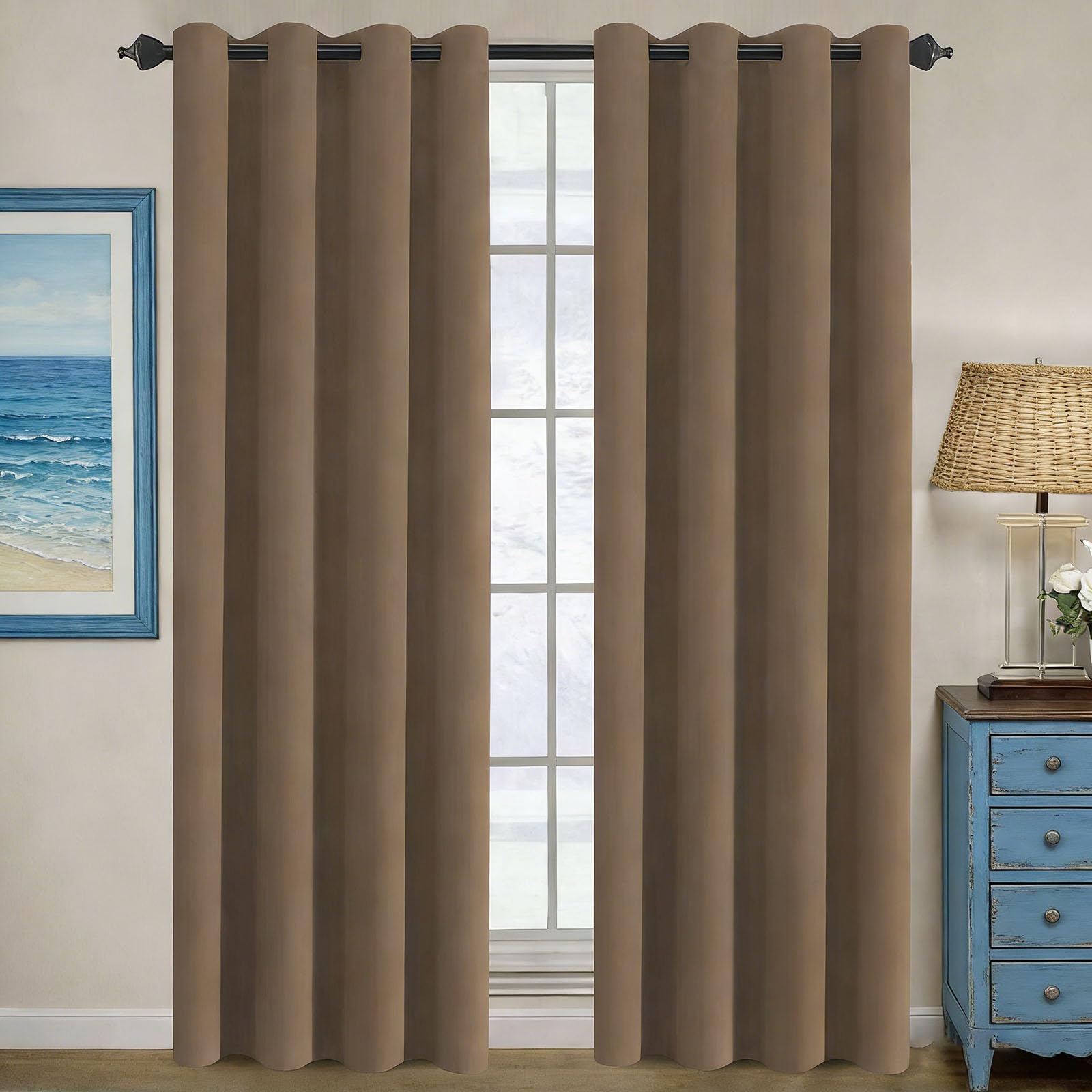 Rideau occultant thermique brun 155x255 cm pour économie d'énergie chez soi