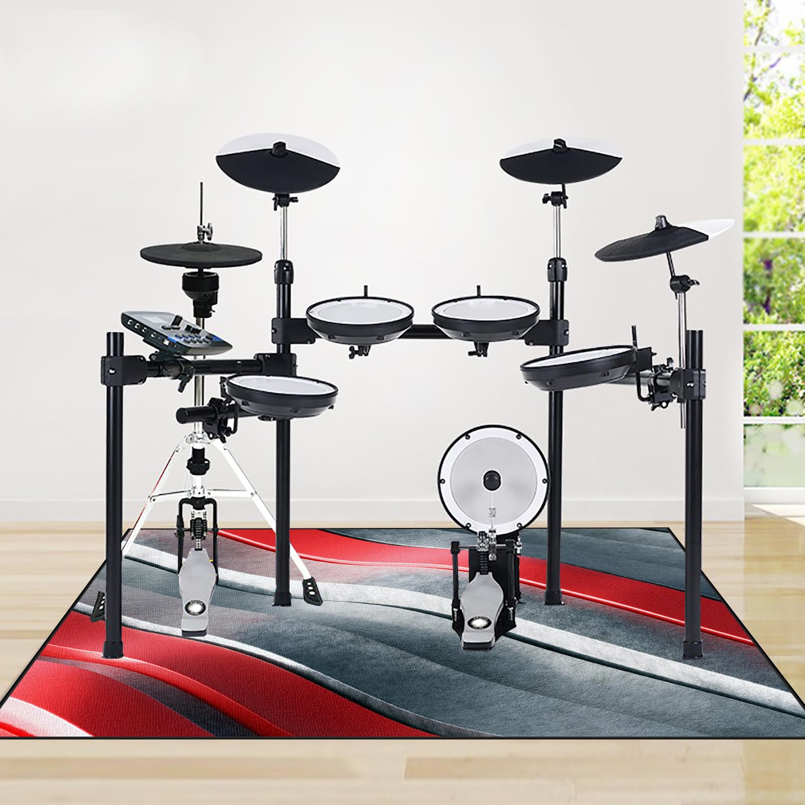 160 x 140 cm Drum Teppich, Schlagzeugteppich, Drum Rug, Trommelteppich mit rutschfester Unterseite für Schlagzeug, Elektrisches Schlagzeug Teppich für Studio, Wohnung, Music Carpet Innen und Außen