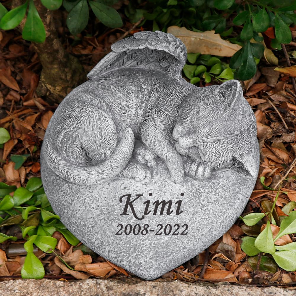 edenkstein als gedenkstein maßgeschneidert für Engel und grabstein für eine spezielle katze, die ein datum und einen namen trägt sowie ein süßes geschenk