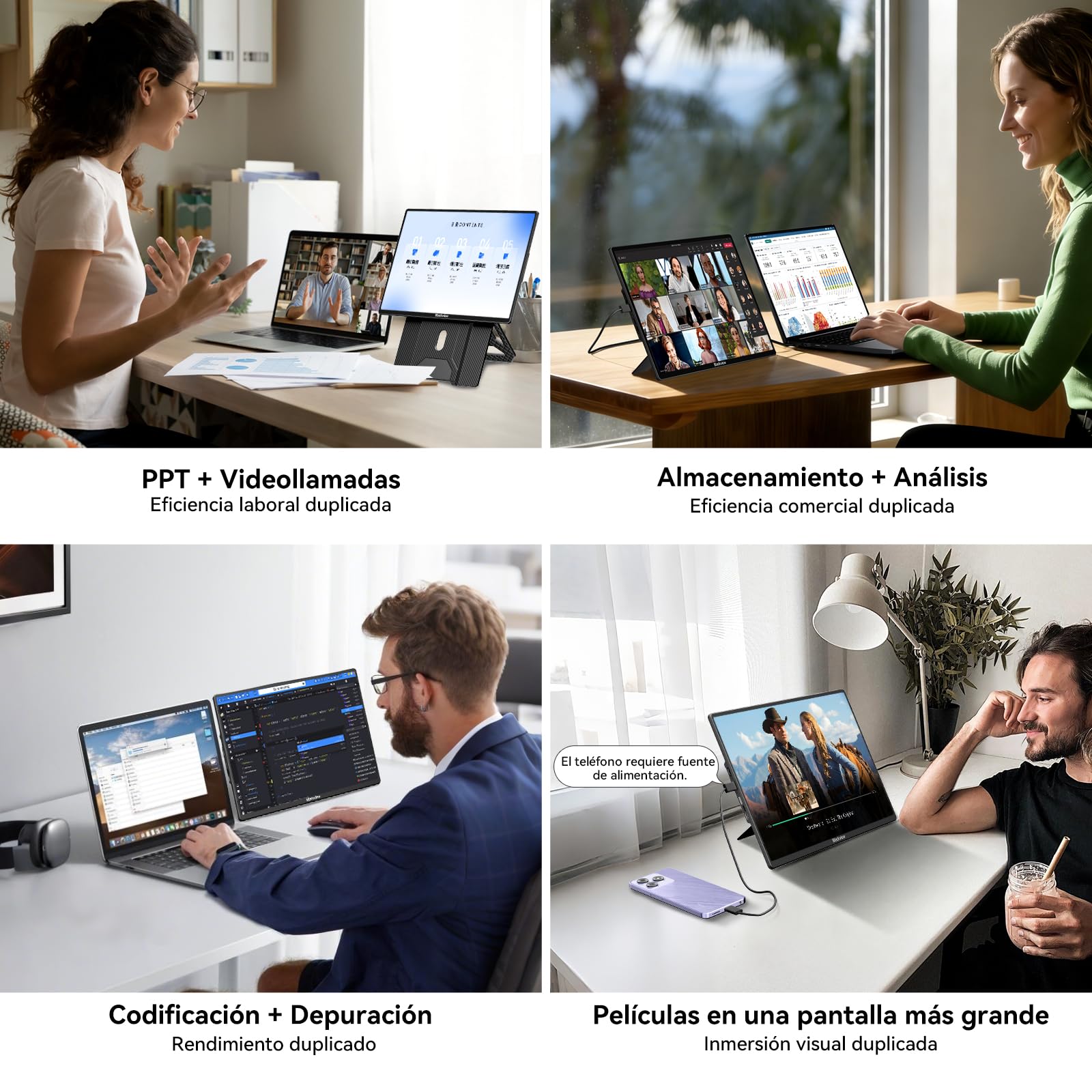 Blackview Monitor Portatil 16,1" FHD 1200P, Ultraligero Pantalla Portatil con Soporte Magnético 360°, Extensión de Pantalla para Portátiles 13-17,3", Plug & Play para Windows/Mac/PC/Xbox/PS5