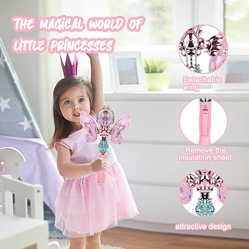 Miniatura 5 de Juguetes de princesa para niñas Varitas mágicas con luz LED intermitente para disfrazarse, regalos de cumpleaños geniales para niñas de 6, 7, 8, 9,