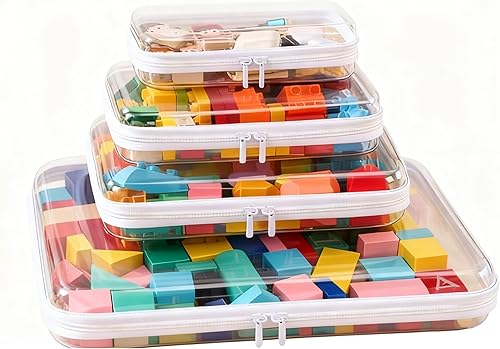 Wizland Estuche rígido con cremallera, juego de caja de almacenamiento de juguetes transparente, organizador de almacenamiento de viaje portátil,