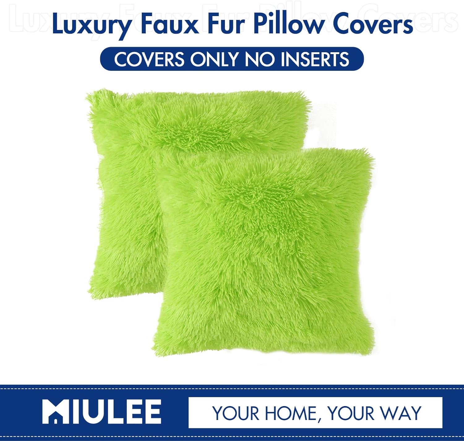MIULEE Pack of 2 Luxury Faux Fur Throw Pillow Cover Deluxe Decorative Plush Pillow Case Cushion Cover Shell for Sofa Bedroom Car Spring 18x18 Inch Green - Image 6