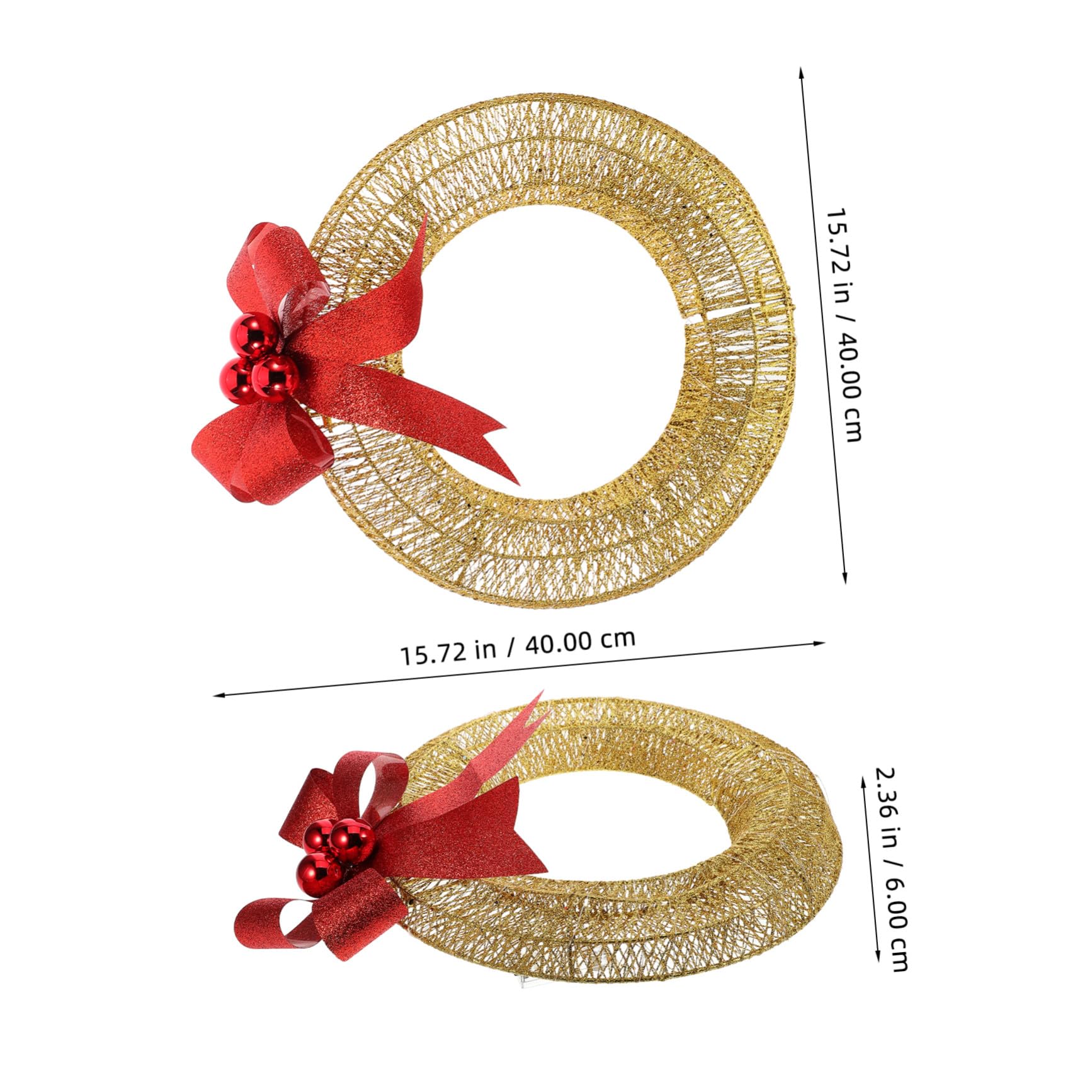 Guirnalda Navidad LED con Lazo Dorado Decorativa para Puerta Exterior Interior Adorno Invierno para Fiesta y Escenario