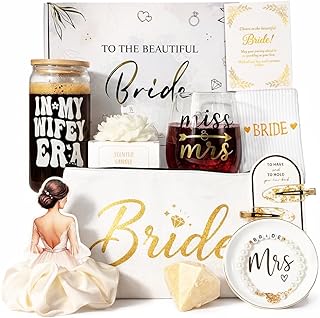 Bridal Shower Gifts For Bride To Be Gift Sets, Bride Gifts For Bachelorette Party, Unique Wedding Engagement Gift Box For Her Wifey Future Mrs With Bridal Accessories Cup