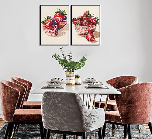Miniatura 5 de 2 pósteres estéticos de pared de disco de fresa roja funky rojas, decoración de pared de fresas, coquetas, fresas, frutas, para apartamento de