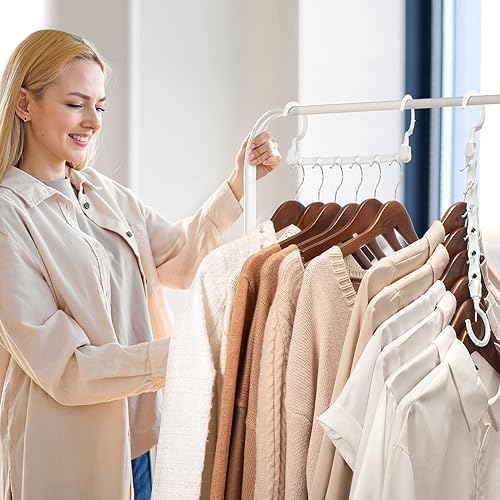 Miniatura 2 de HOUSE DAY Perchas de plástico blanco que ahorran espacio, paquete de 20, organizador de armario multiusos, ideal para dormitorios universitarios y