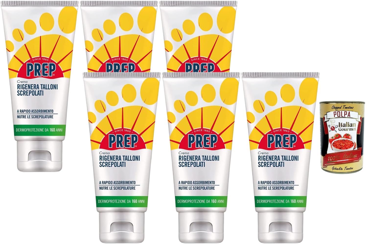 Italian Gourmet Prep - Crema para pies (6 x 75 ml, 450 ml, para talones